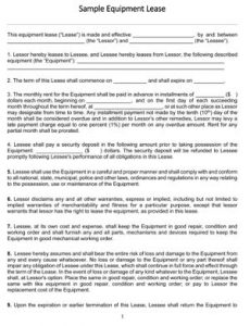Equipment Lease Agreement - Small Business Free Forms