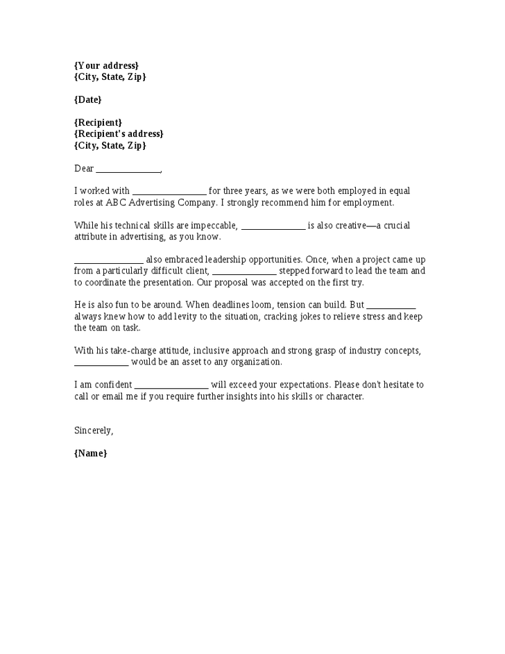 Reference Letter For Co Worker