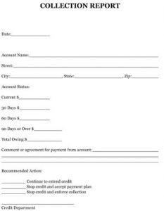 Subsequent Collection Report Collection Report Letter Sample - Small Business Free Forms
