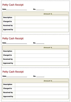 sample petty cash receipt small business free forms